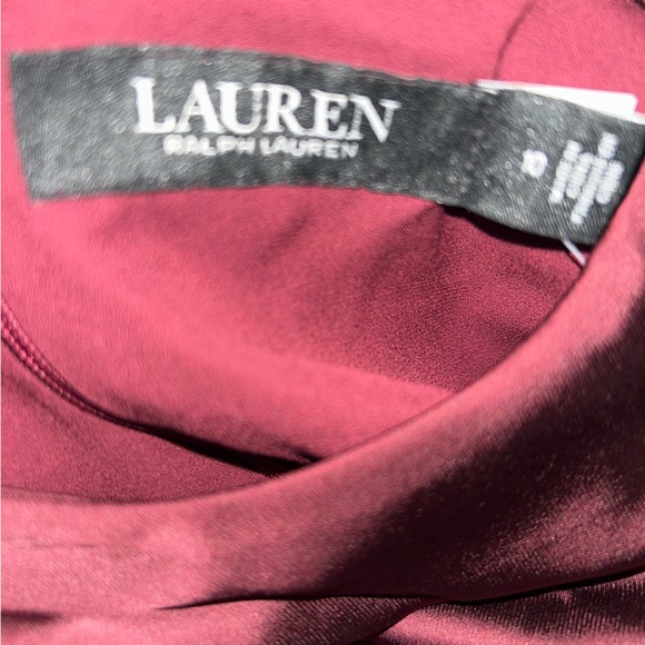 Lauren Ralph Lauren Satin Charmeuse Mock Neck Cocktail Dress (Vintage Burgundy) - Picture 8 of 12